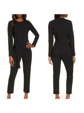 Black Halo Emma Black Long Sleeve Jumpsuit size 10 NEW